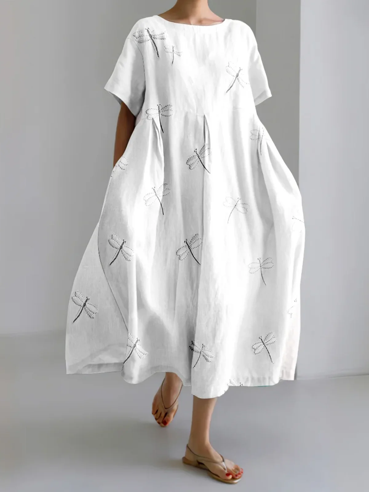 Casual Cotton Dress With No
