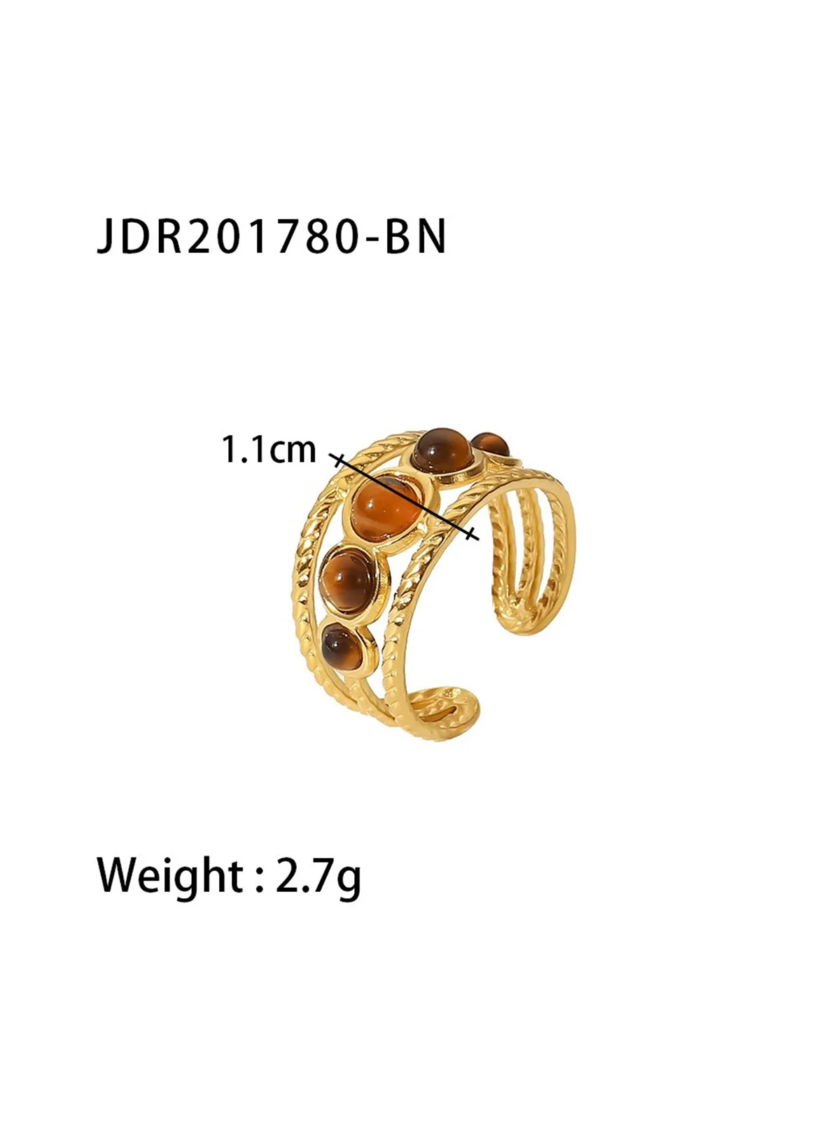 Gemstone 18k Gold Plated Ring