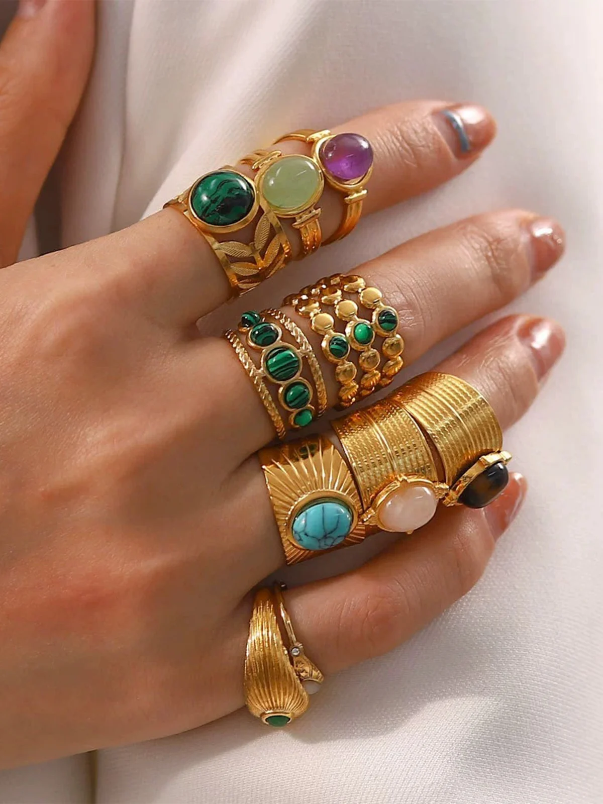 Gemstone 18k Gold Plated Ring