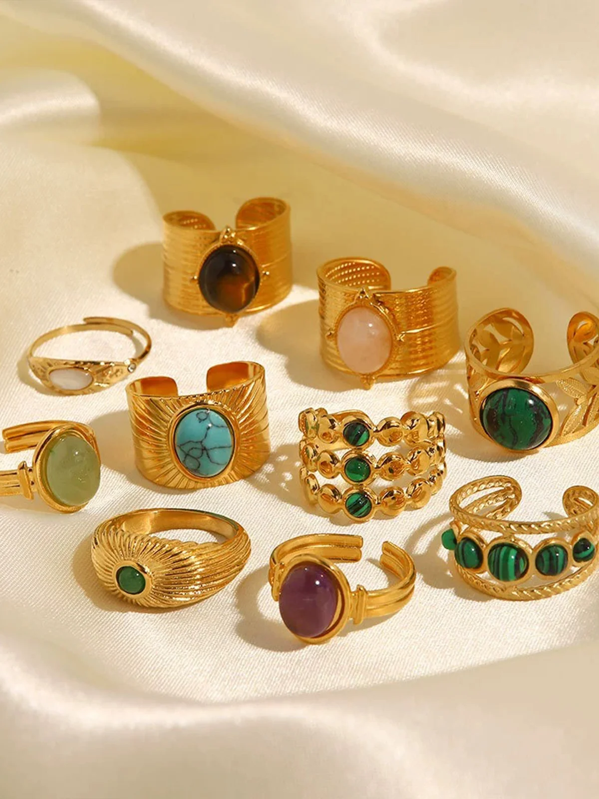 Gemstone 18k Gold Plated Ring