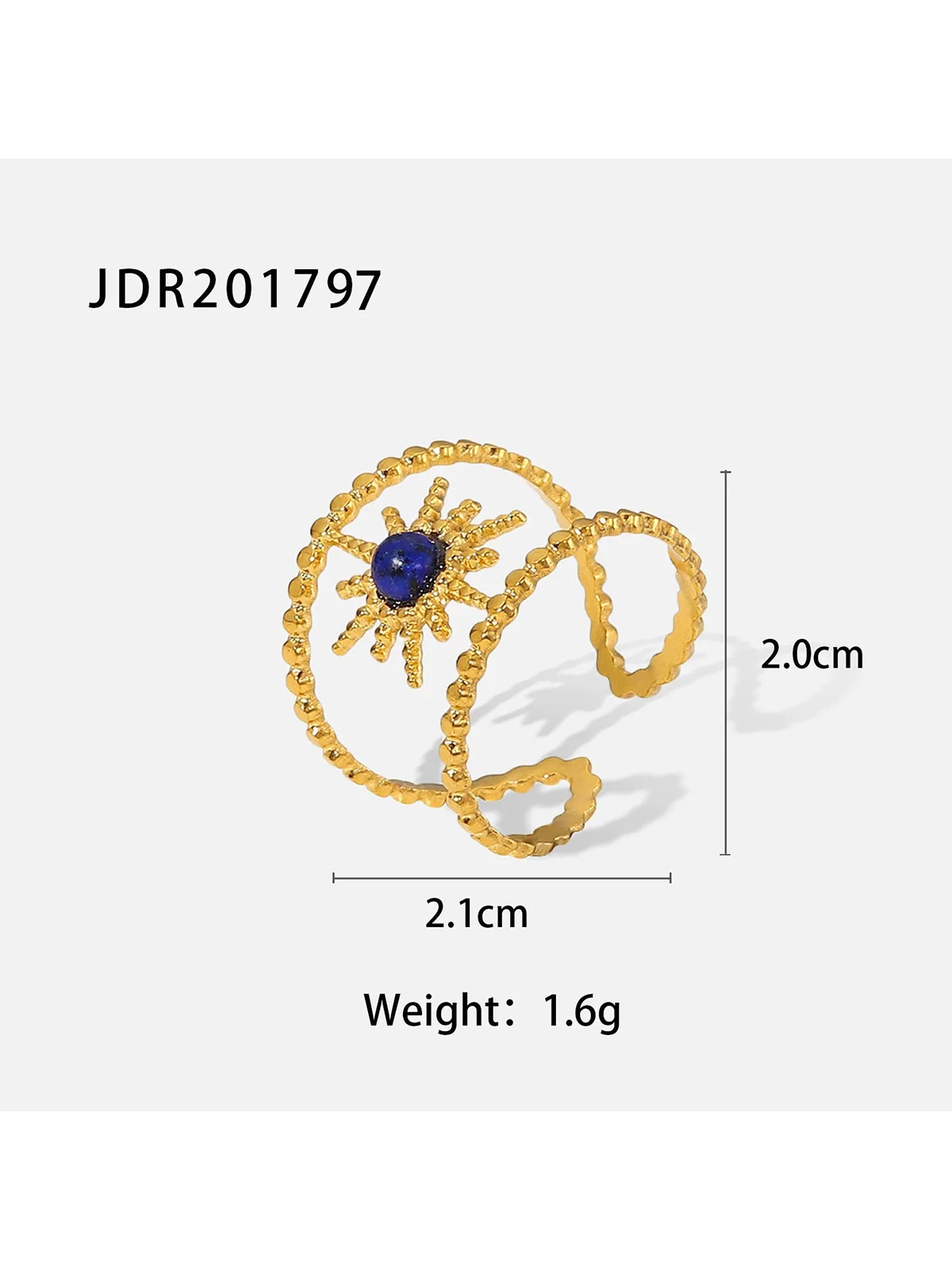 Gemstone 18k Gold Plated Ring