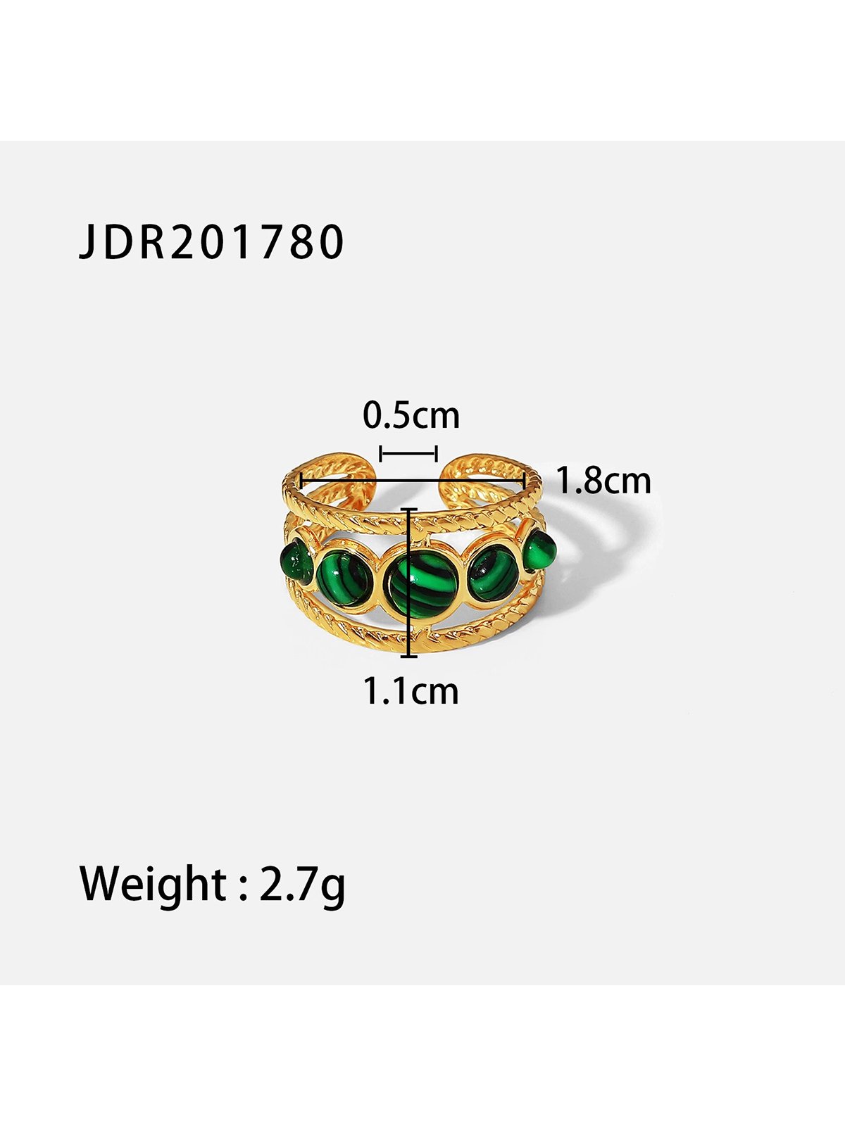 Gemstone 18k Gold Plated Ring