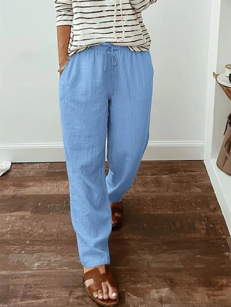 Casual Loose Plain Cotton Pants
