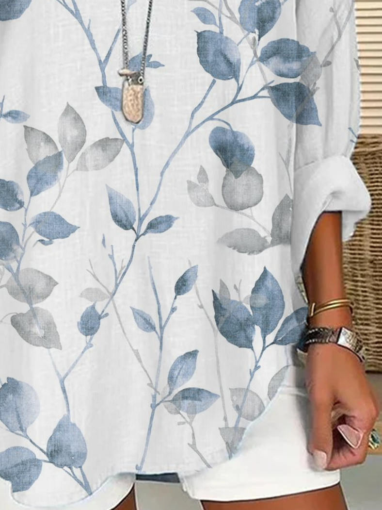 Women's Floral Print Casual V-Neck Shirt