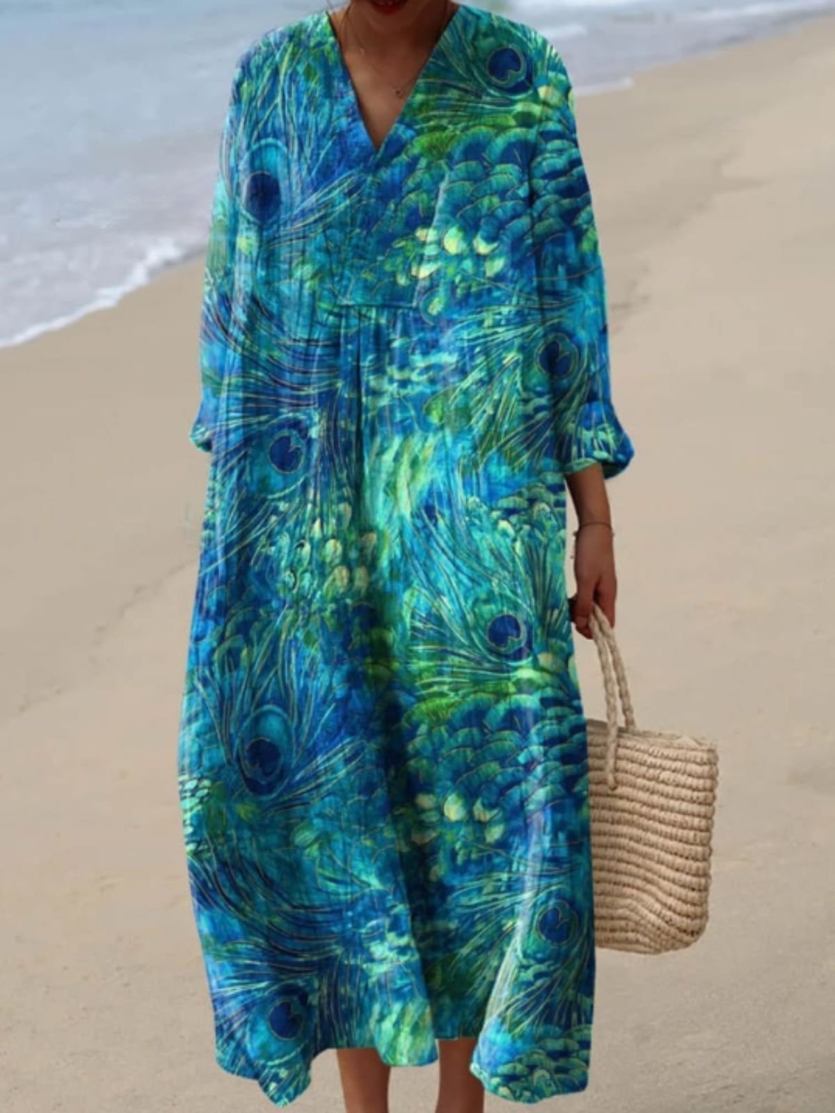 Casual V Neck Dress With No