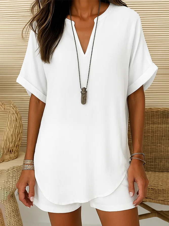Women's Fashion Casual V-neck Short Sleeve Shirt