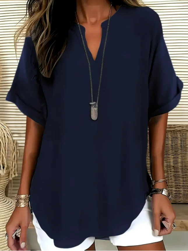 Women's Fashion Casual V-neck Short Sleeve Shirt
