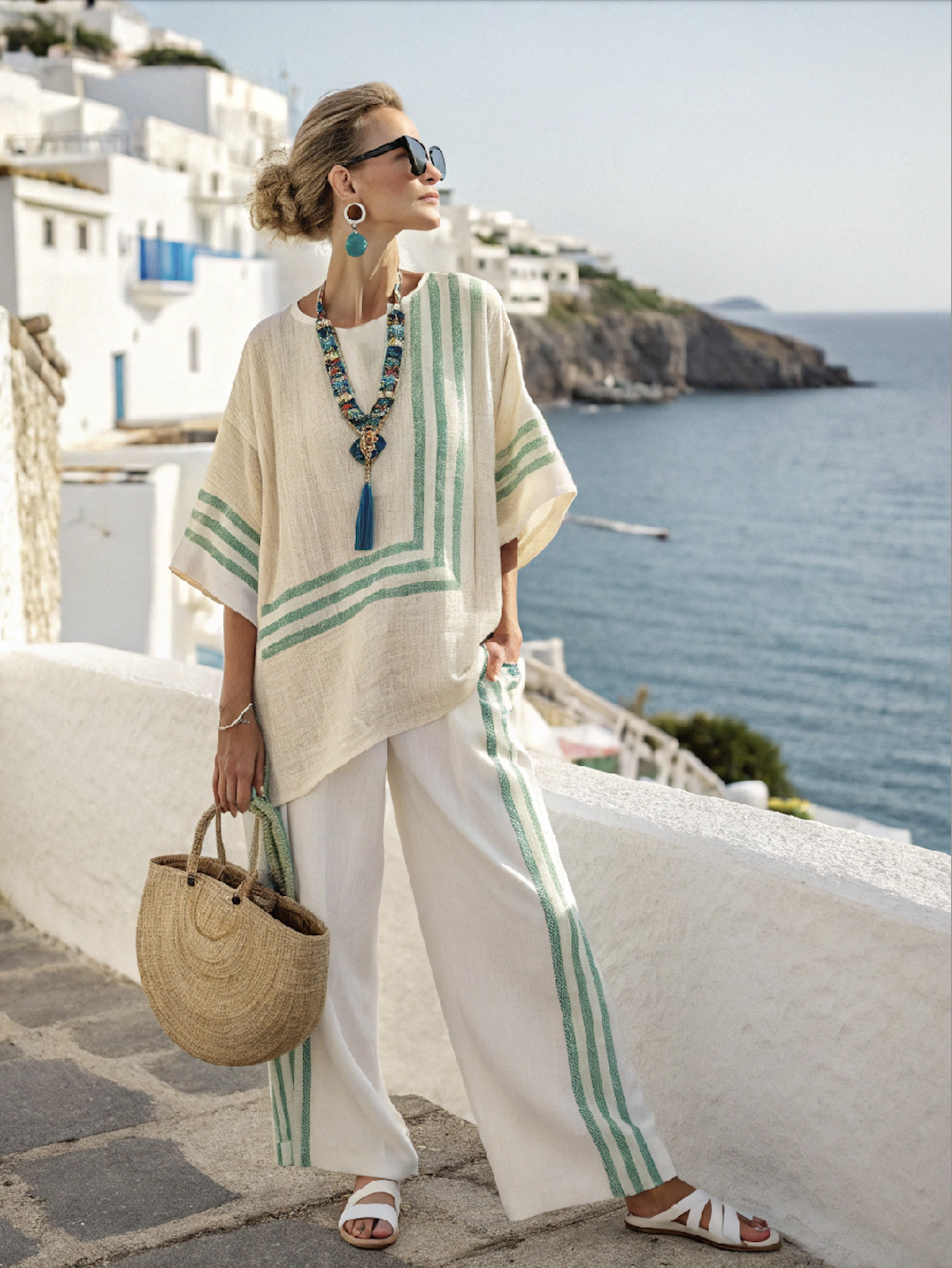 Loose Casual Striped Two-Piece Set