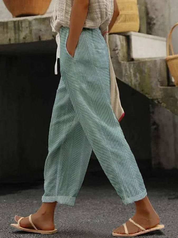 Women's Herringbone Print Casual Pants