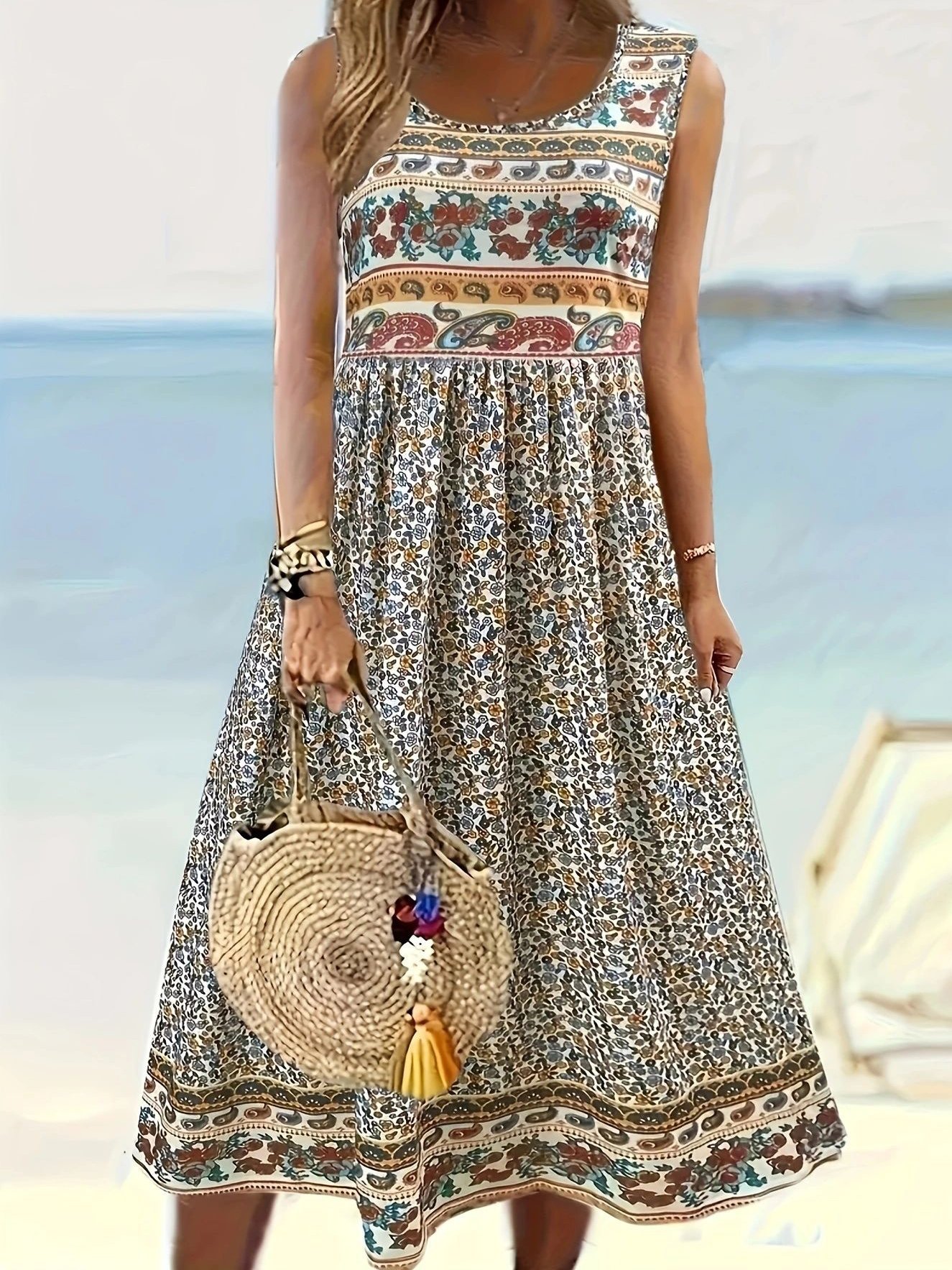 Floral Casual Dress With No