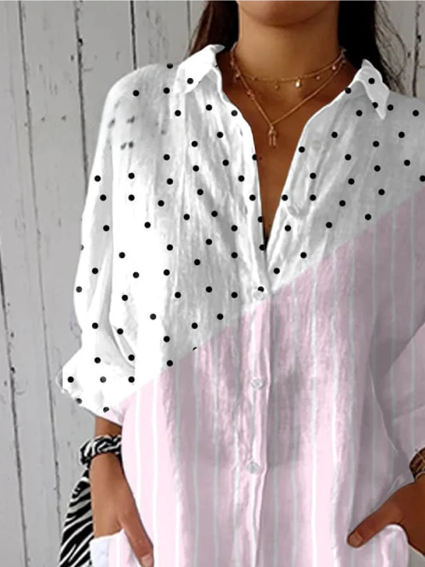 Loose Casual Polka Dots Shirt Collar Shirt