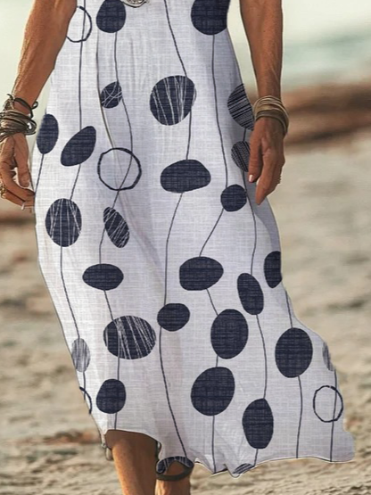 Women's Polka Dot Printed Casual V-Neck Short Sleeve Dress