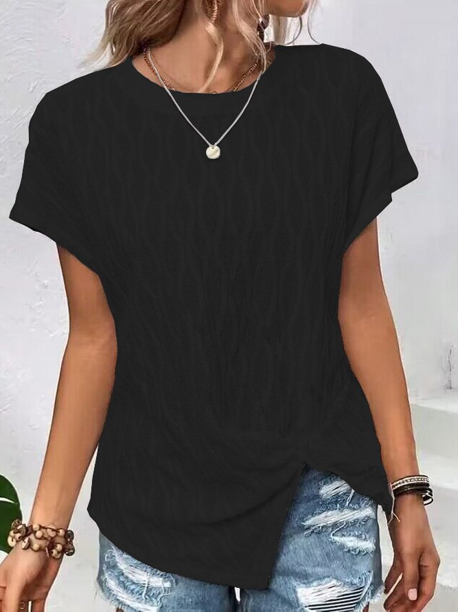 Women Geometric Crew Neck Casual Short Sleeve T-shirt