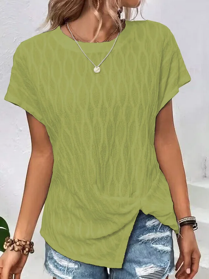 Women Geometric Crew Neck Casual Short Sleeve T-shirt