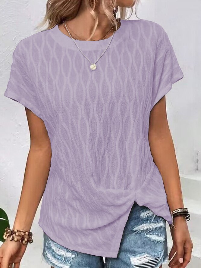 Women Geometric Crew Neck Casual Short Sleeve T-shirt