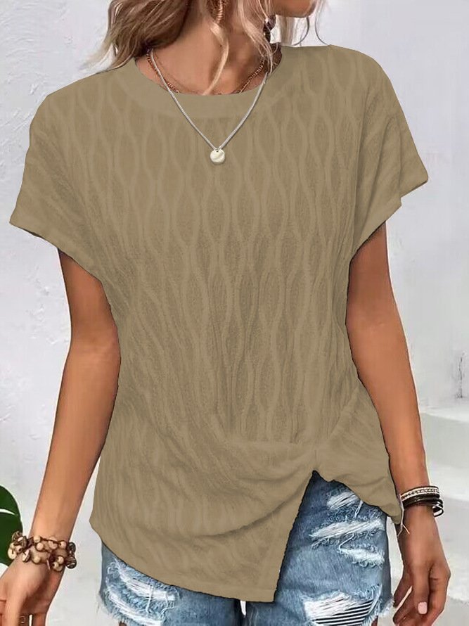 Women Geometric Crew Neck Casual Short Sleeve T-shirt