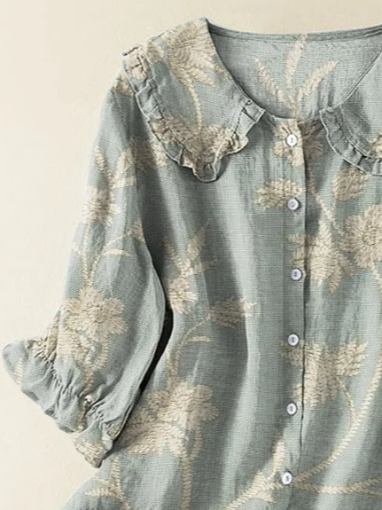 Women's Floral Print Casual Peter Pan Collar Shirt