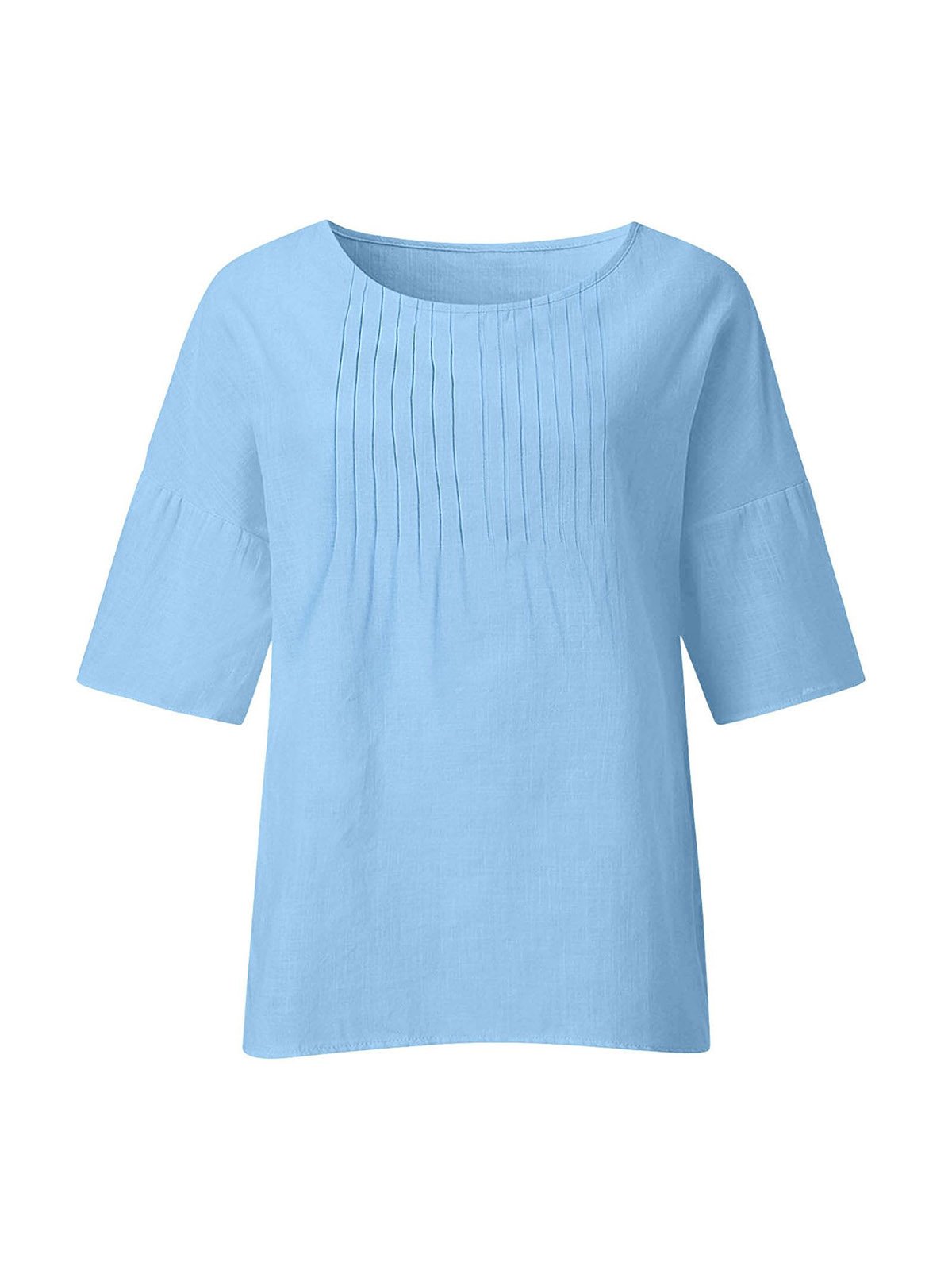 Casual Plain Crew Neck Blouse