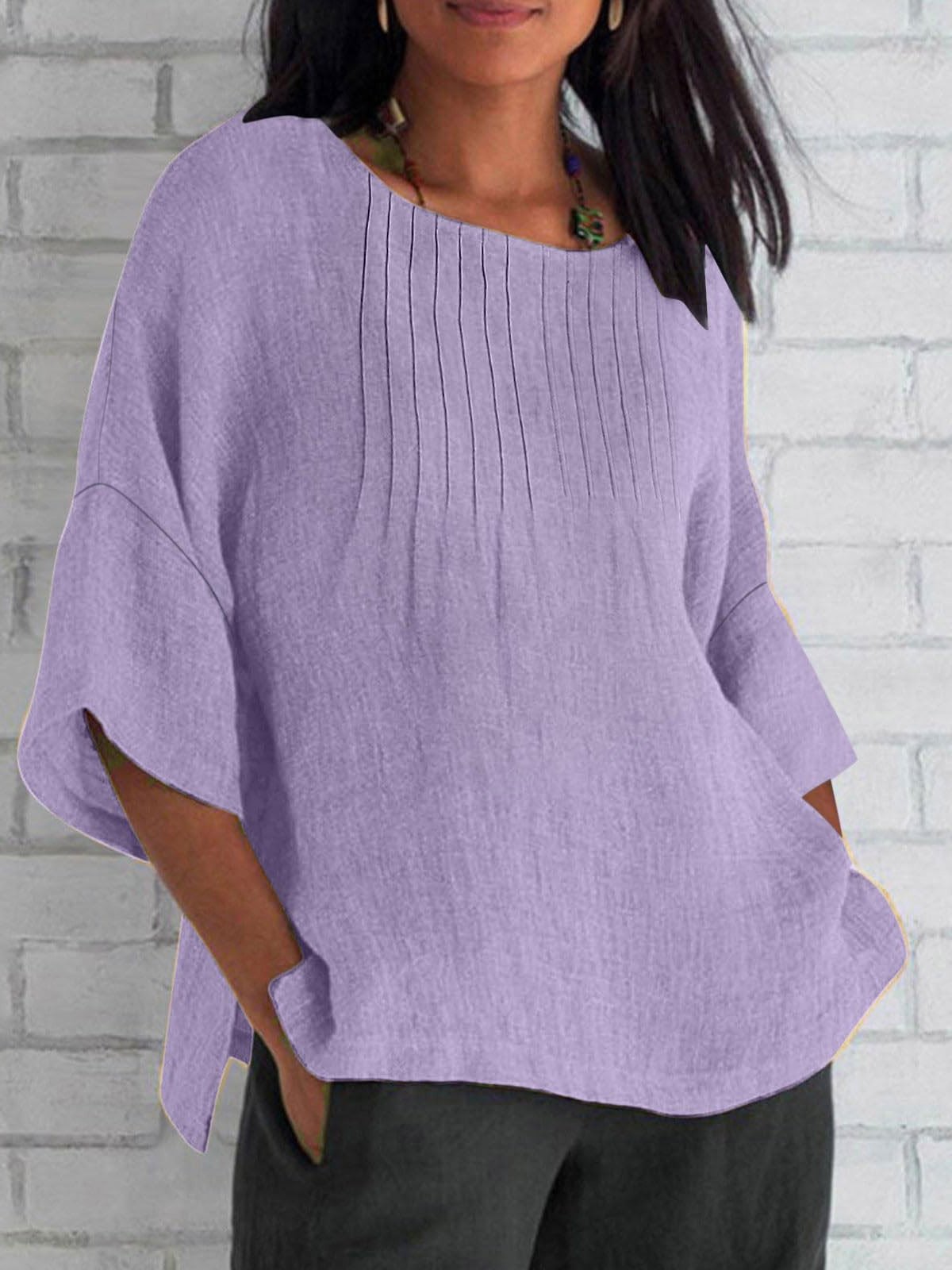 Casual Plain Crew Neck Blouse