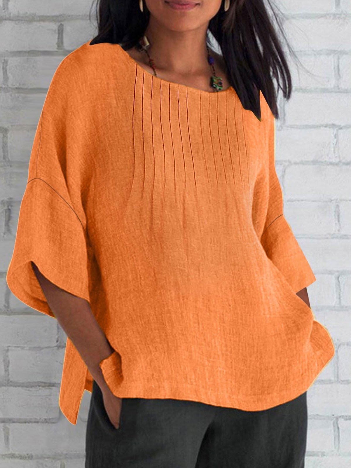 Casual Plain Crew Neck Blouse