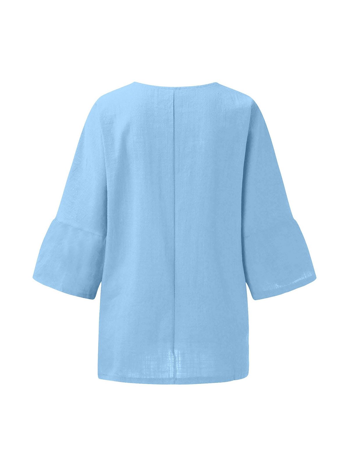 Casual Plain Crew Neck Blouse