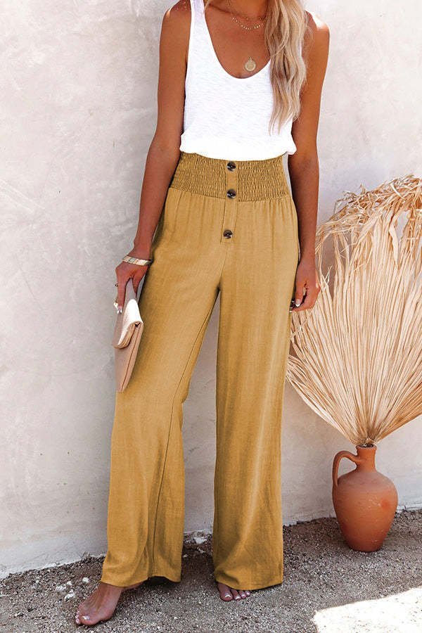 Women's  Elastic Waist H-Line Wide Leg Pants Daily Going Out Pants Green Casual Split Joint Plain Spring/Fall Pants