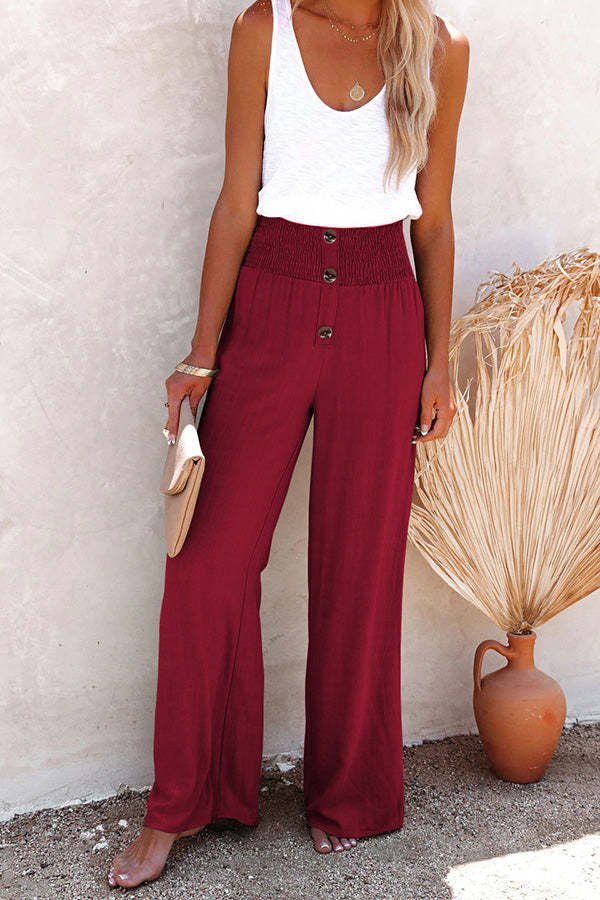 Women's  Elastic Waist H-Line Wide Leg Pants Daily Going Out Pants Green Casual Split Joint Plain Spring/Fall Pants