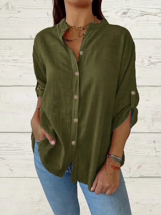 Women's Stand Collar Long Sleeve Shirt