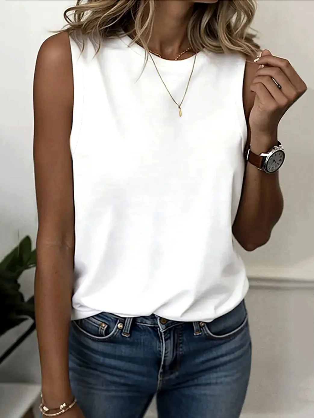 Crew Neck Casual Regular Fit Tank Top