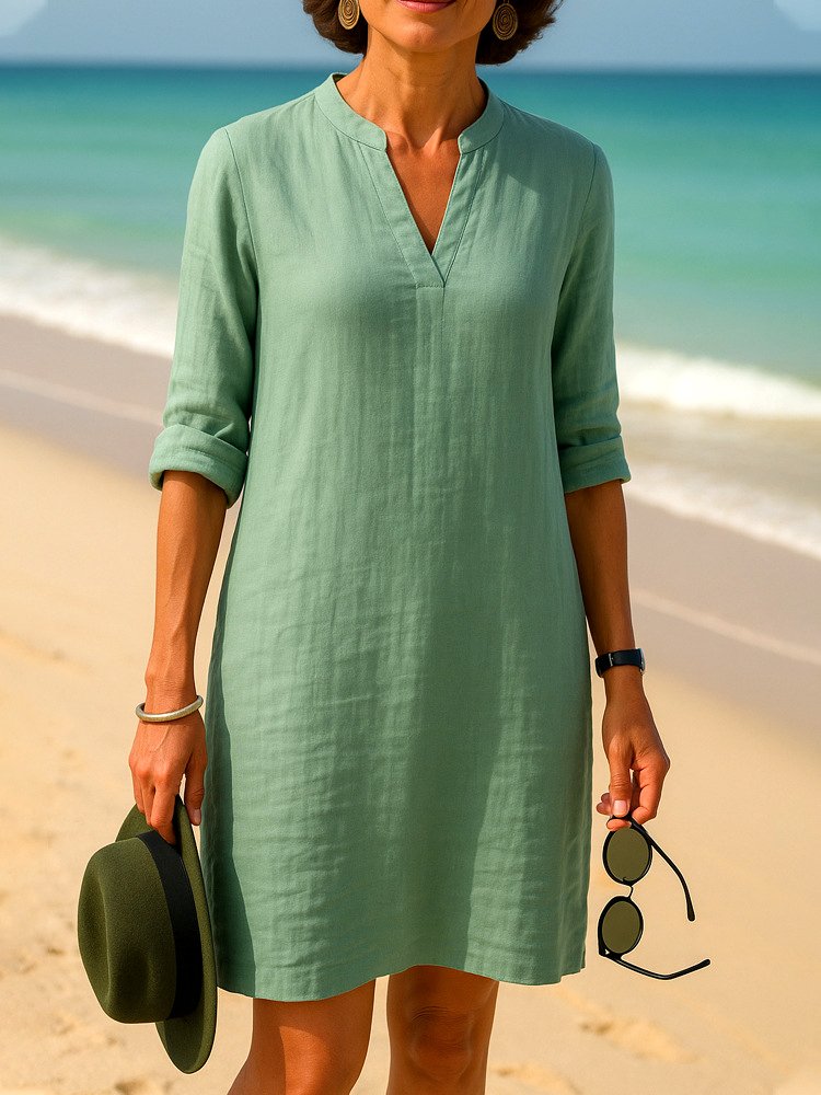 Cotton Casual Dress With No