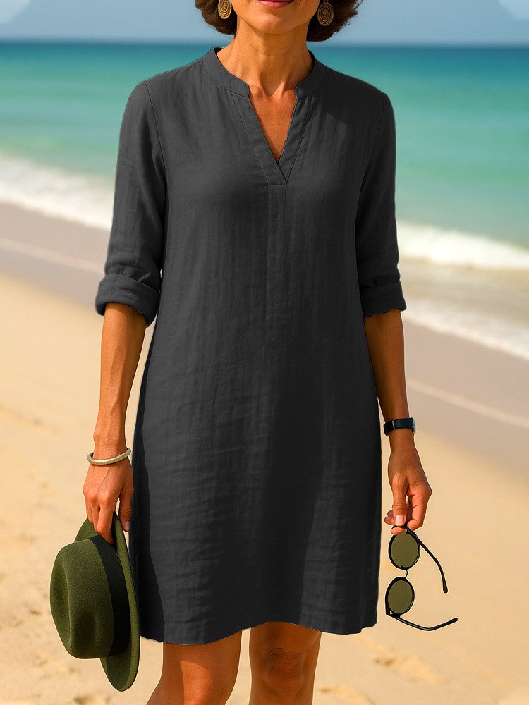 Cotton Casual Dress With No