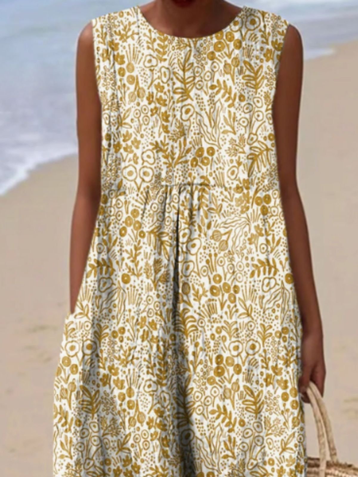 Floral Cotton Regular Fit Vacation Dress With No