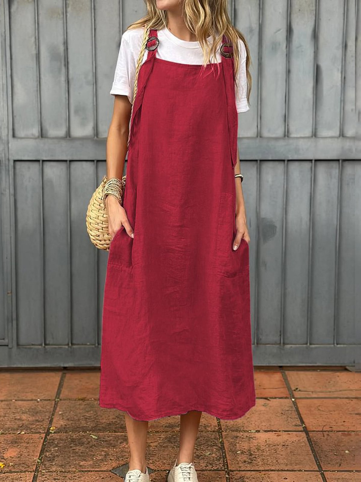 Casual Plain Spaghetti Maxi Dress