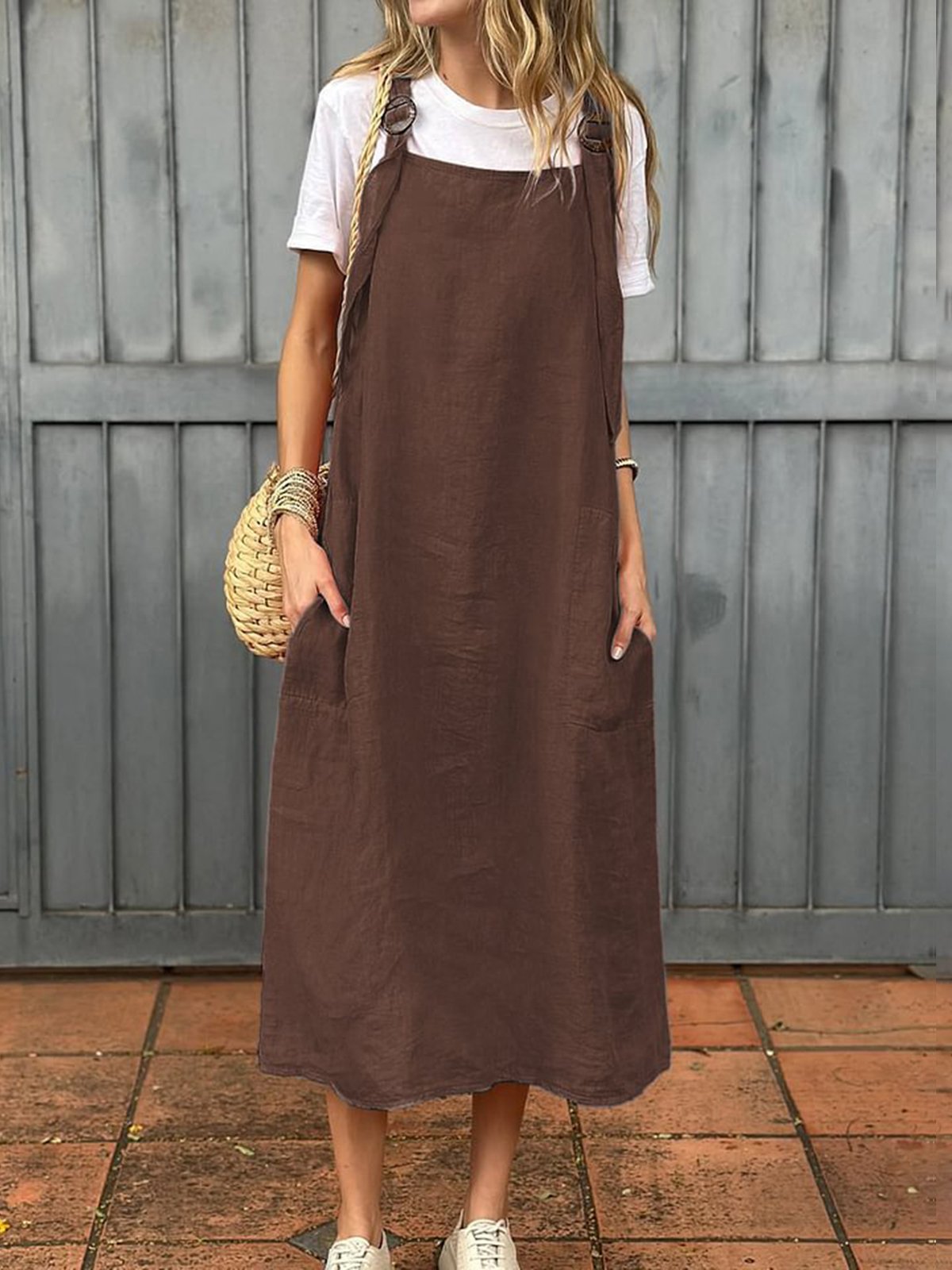 Casual Plain Spaghetti Maxi Dress