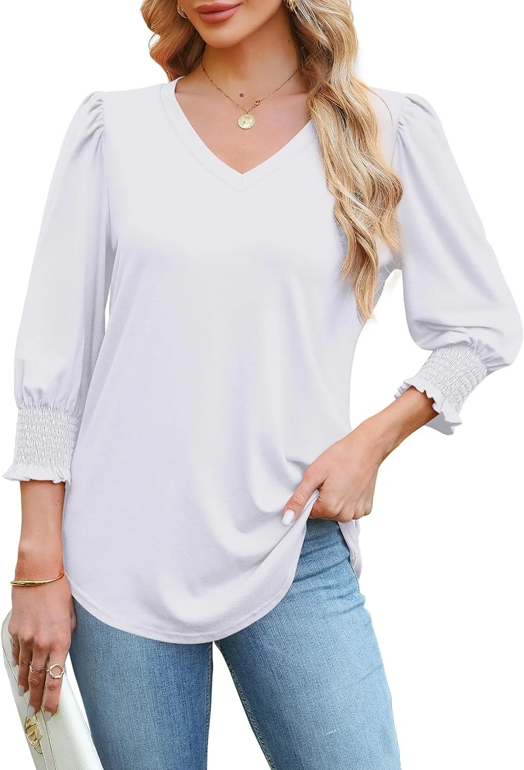 V Neck Casual Cotton Shirt