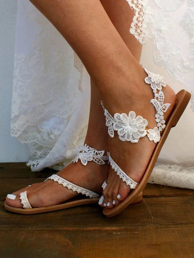 Weaving Material Simple Floral Summer Strappy Sandals