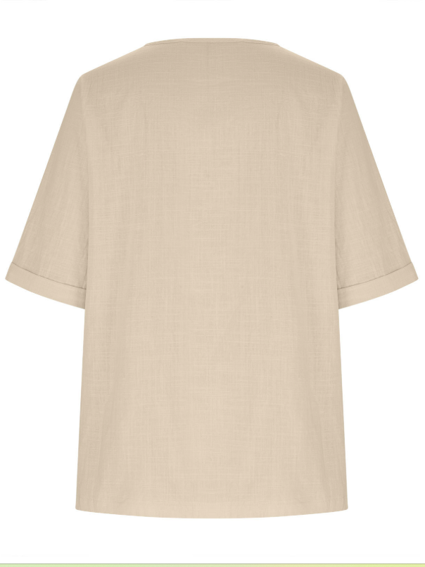 Women's Half Sleeve Blouse Summer Army Green Plain Split Joint Linen Crew Neck Daily Going Out Casual Top
