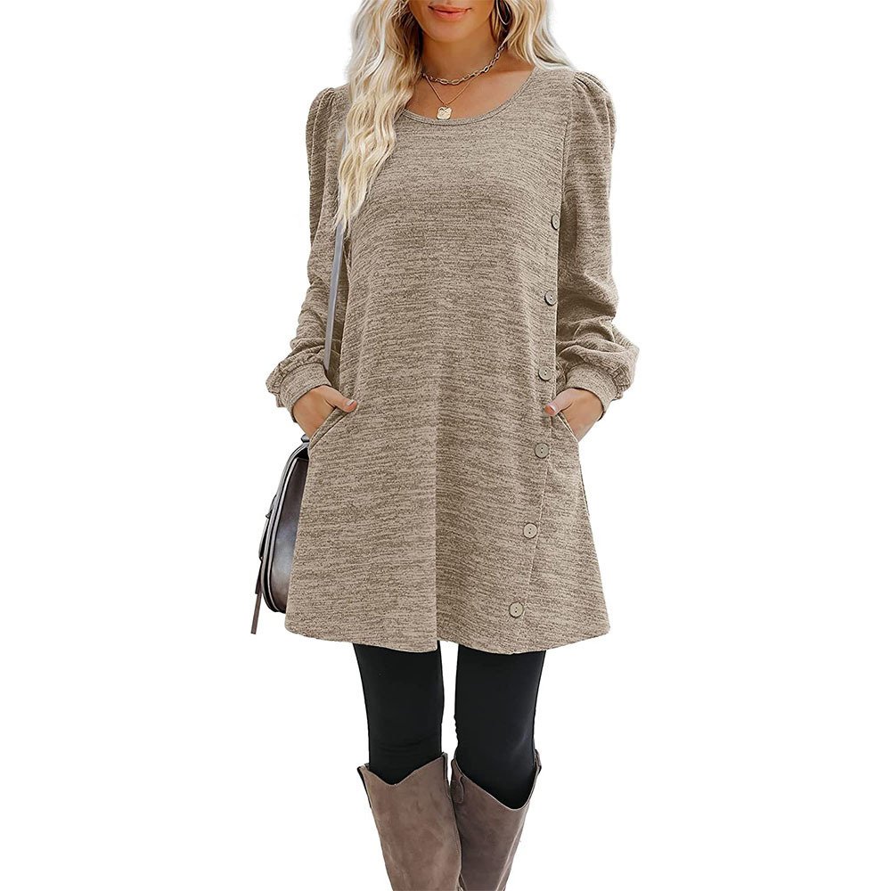 Women Plain Crew Neck Casual Long Sleeve T-shirt