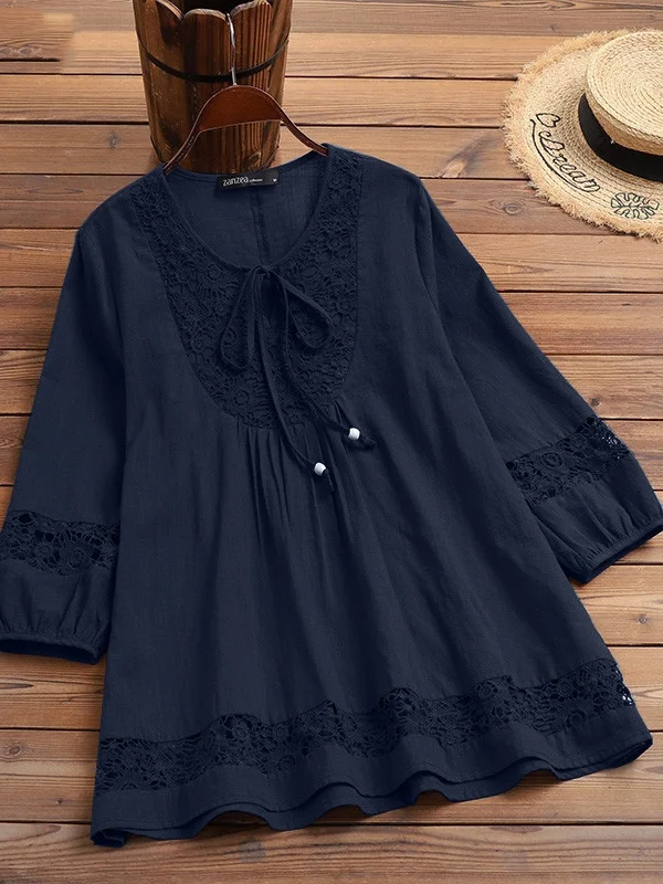 Women Floral Crew Neck Casual Long Sleeve T-shirt