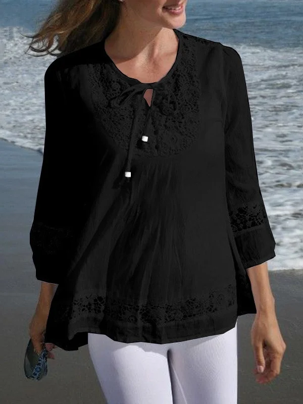 Women Floral Crew Neck Casual Long Sleeve T-shirt