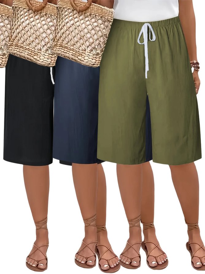 Women's Loose Casual Lace-Up Straight Pants