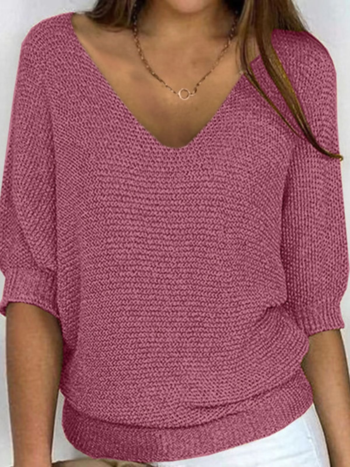Regular Fit Plain Casual Knit Top