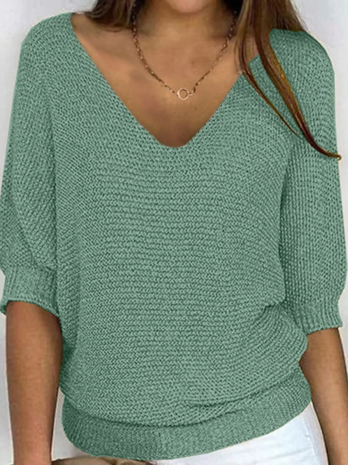 Regular Fit Plain Casual Knit Top