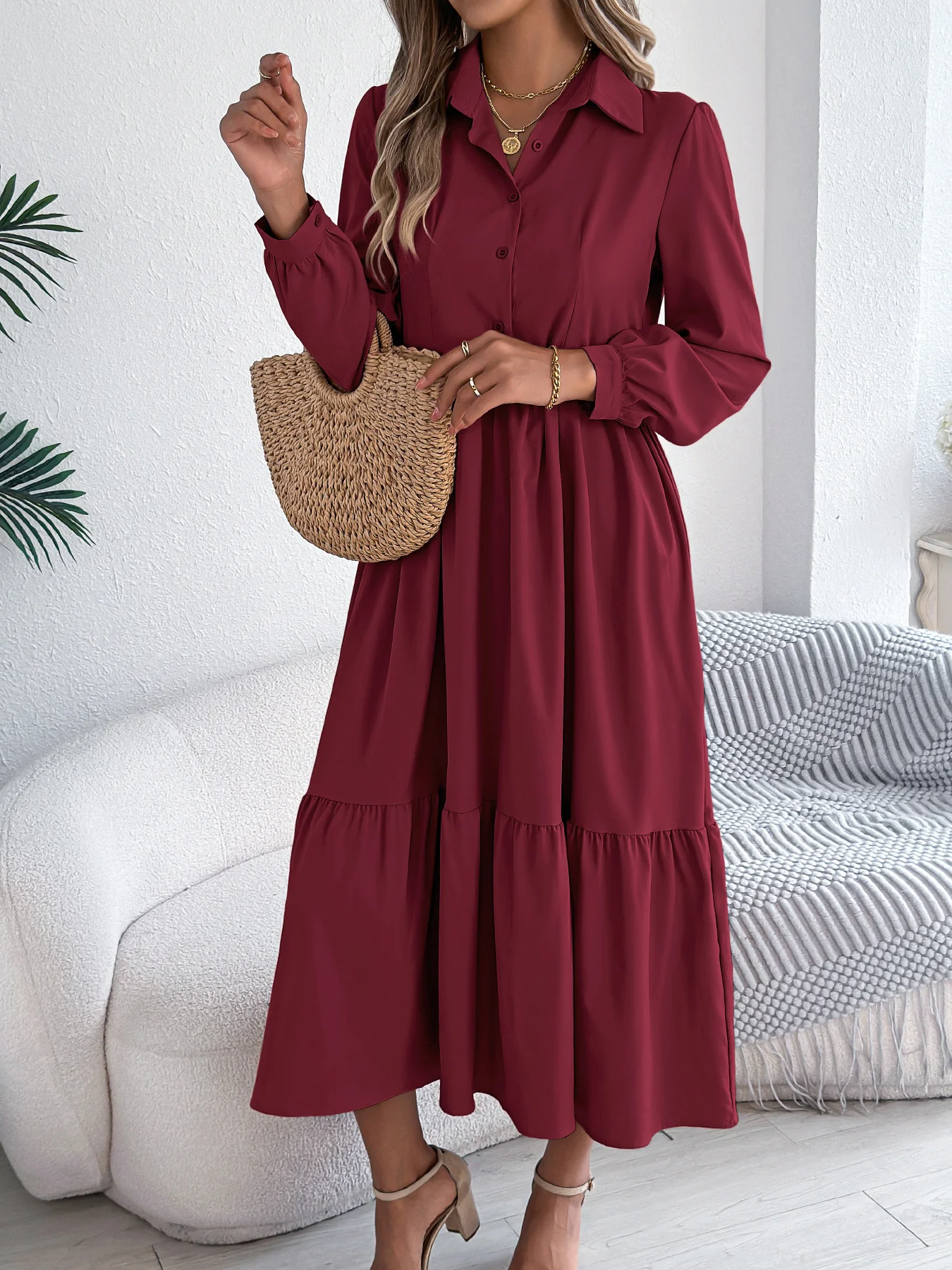 Cotton Casual Plain Regular Fit Dress With No