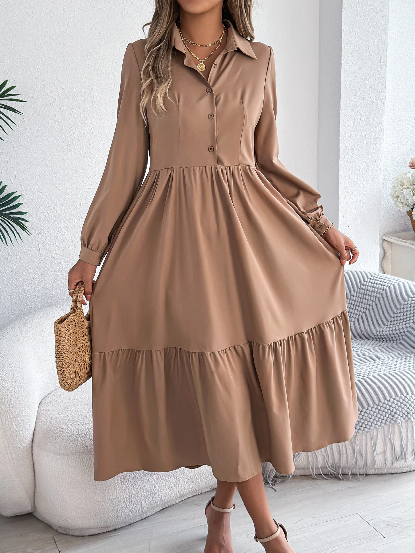 Cotton Casual Plain Regular Fit Dress With No