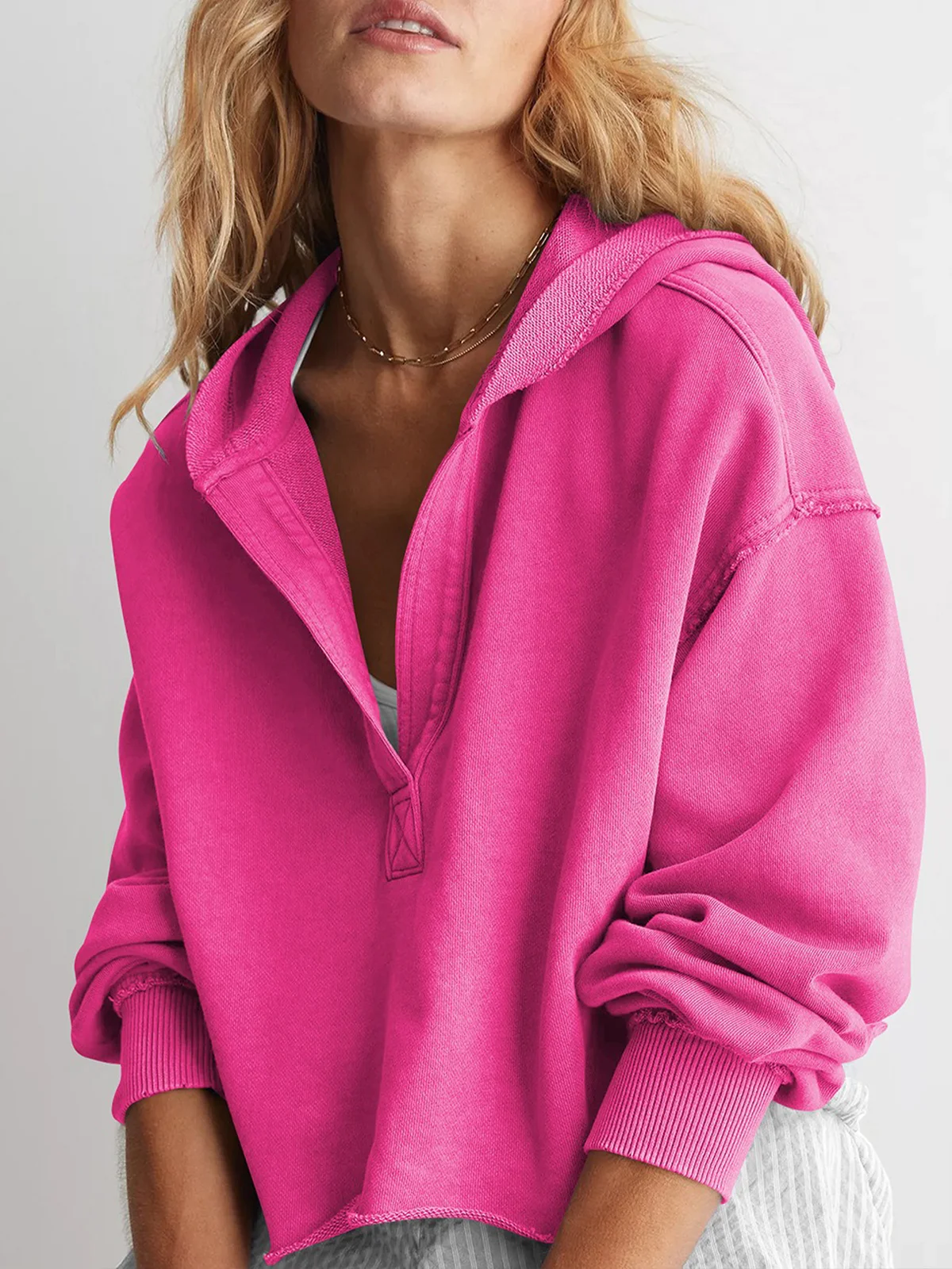 Casual Plain Long Sleeve Hoodie