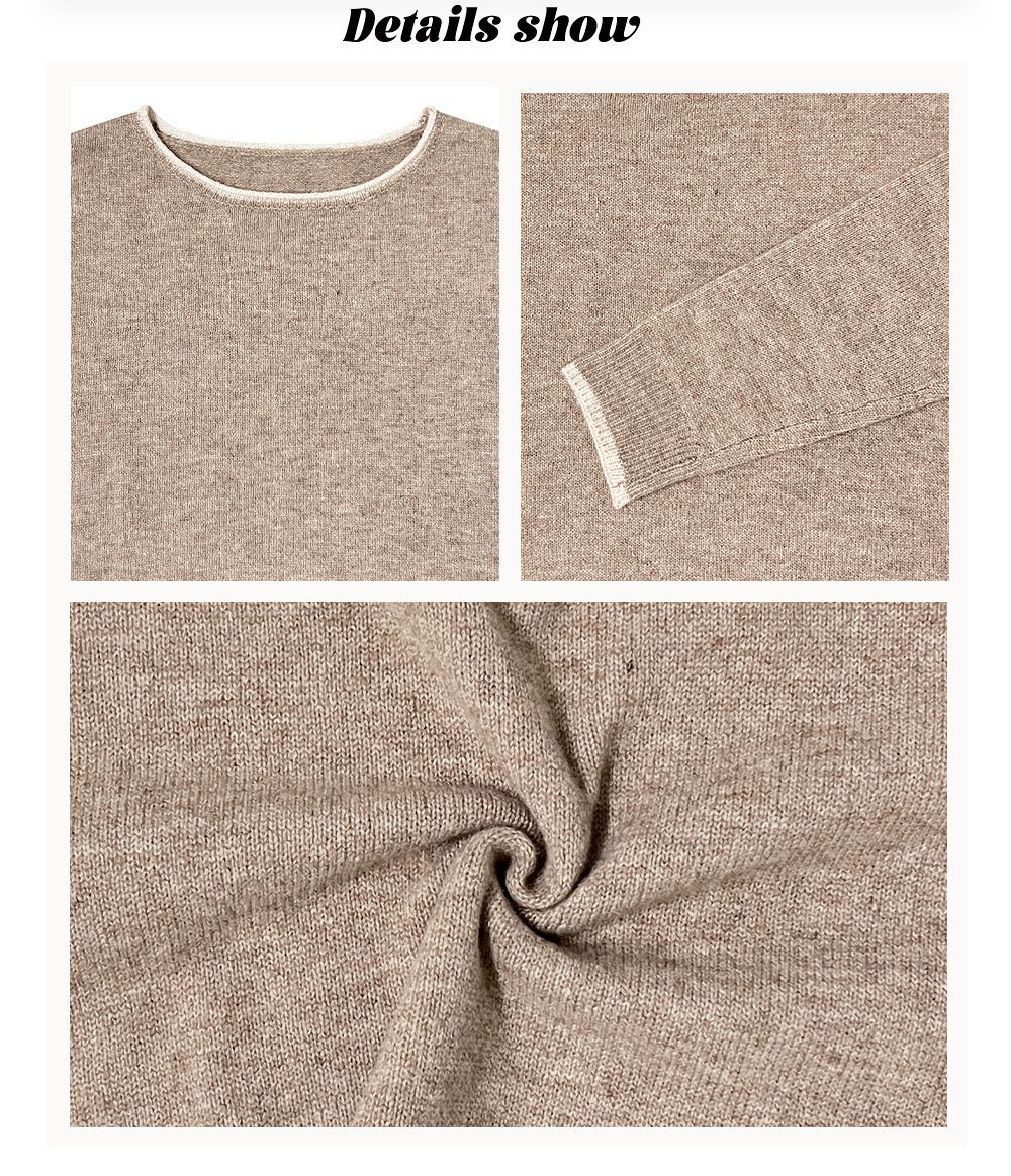 Autumn And Winter Round Neck Color Block Knitted Sweater Loose Versatile Pullover Sweater
