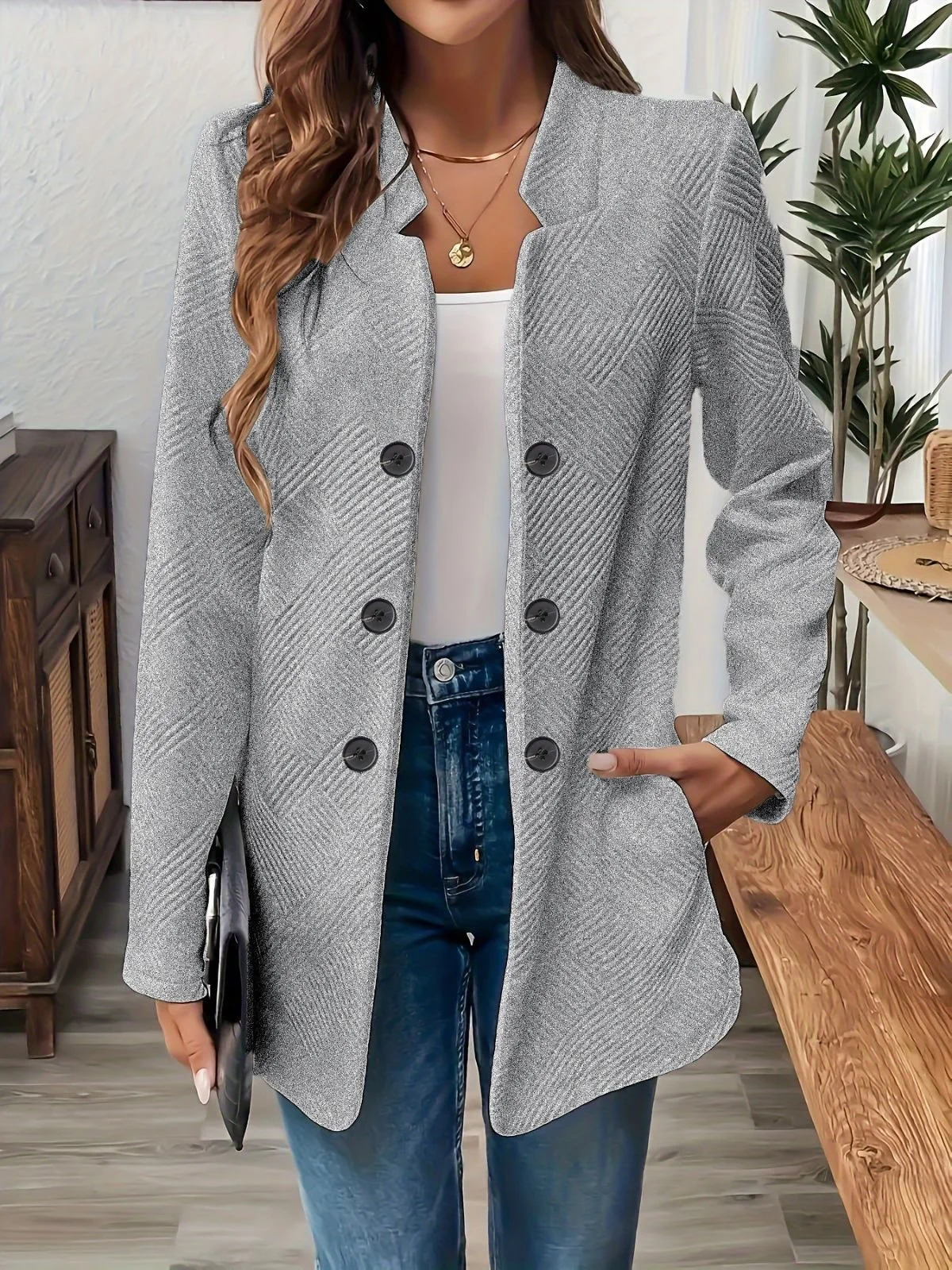 Simple Regular Fit Plain Blazer