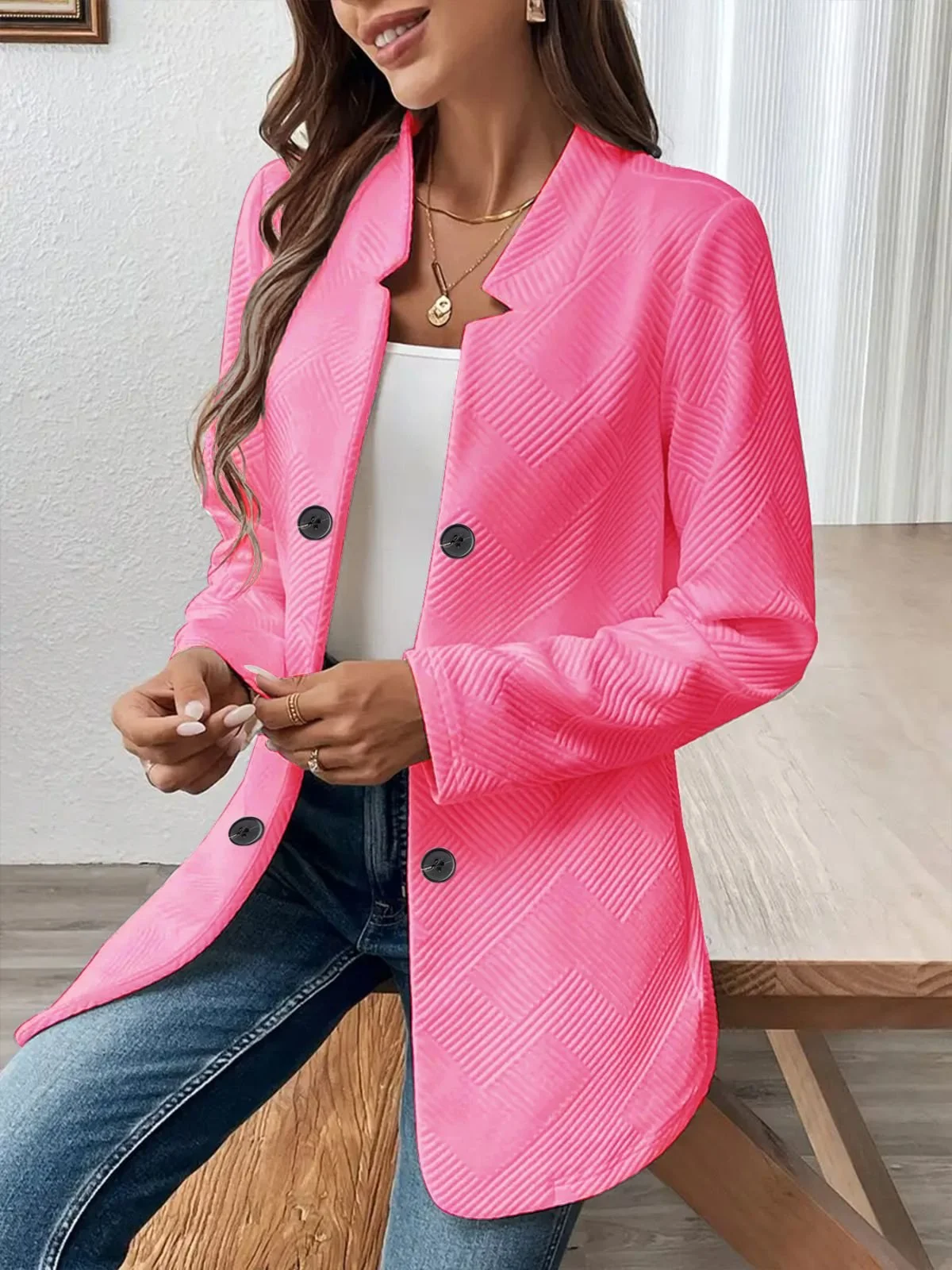 Simple Regular Fit Plain Blazer