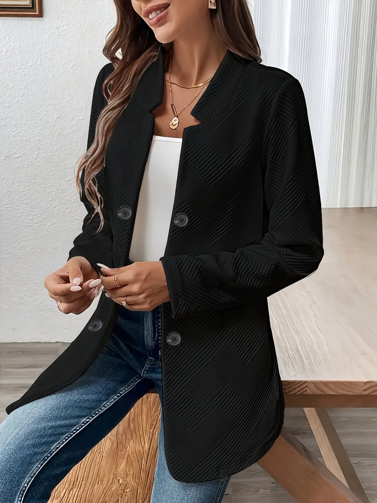 Simple Regular Fit Plain Blazer